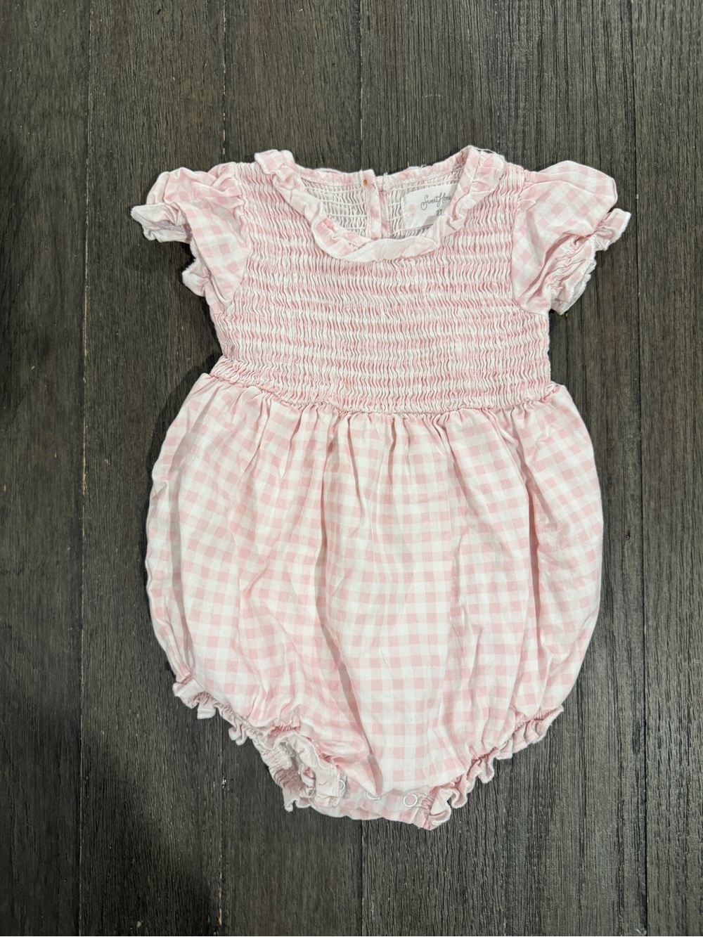 SweetHoney Pink Smocked Baby Romper